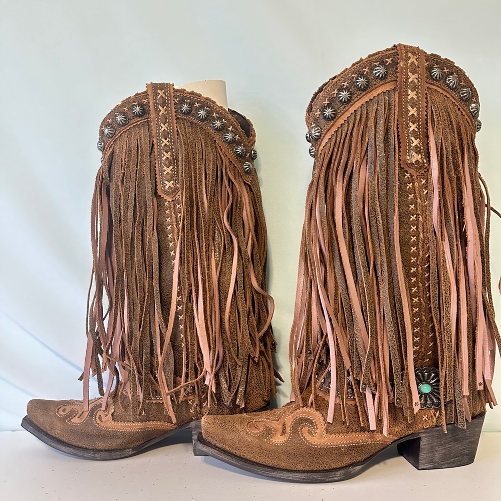 Double D Ranch Prescott Boots Brown Fringe | W's size 10 - Picture 5 of 8